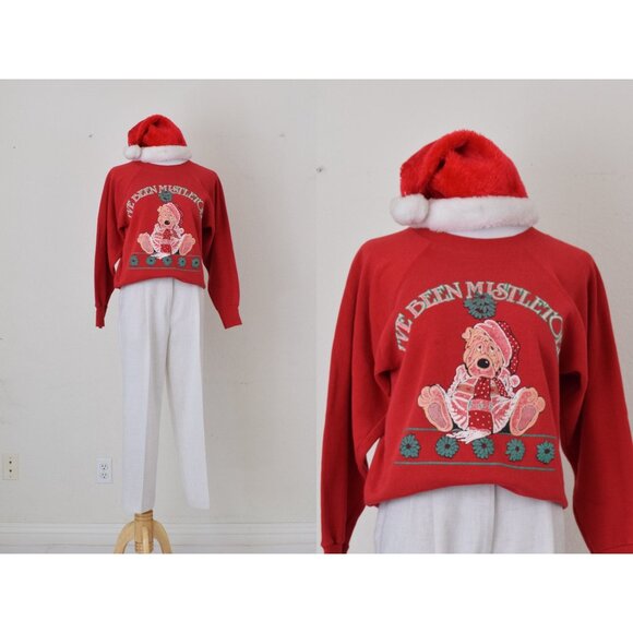 Vintage 90s Cotton/Poly Christmas Ugly Sweater size‎ S - Picture 1 of 10